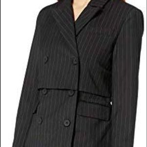 NEW Nicole Miller  Menswear Stripe Blazer BLK sz 6